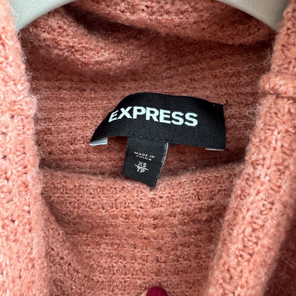 Express Warm Coral Cowl Neck Sweater - Picture 2 of 2